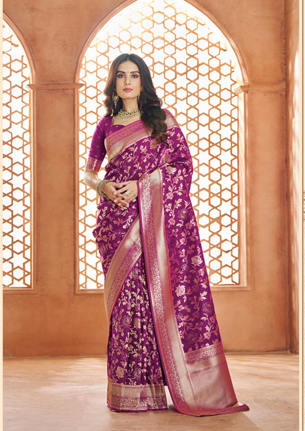PURE SOFT BANARASI SILK MAGENTA SAREE