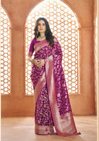 PURE SOFT BANARASI SILK MAGENTA SAREE