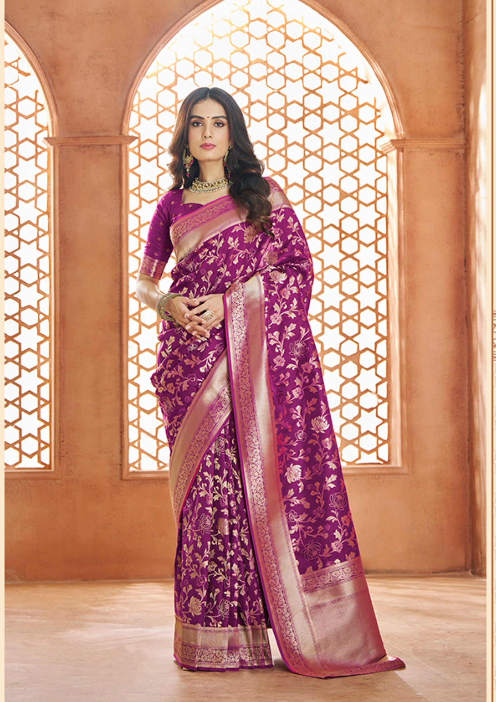 PURE SOFT BANARASI SILK MAGENTA SAREE