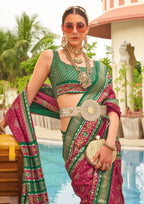 Fushia Pink Silk with Aqua Finish