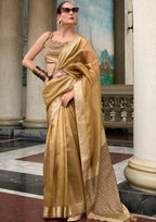 Pure Tissue Bronze Saaree  With Designer Pallu and blouse