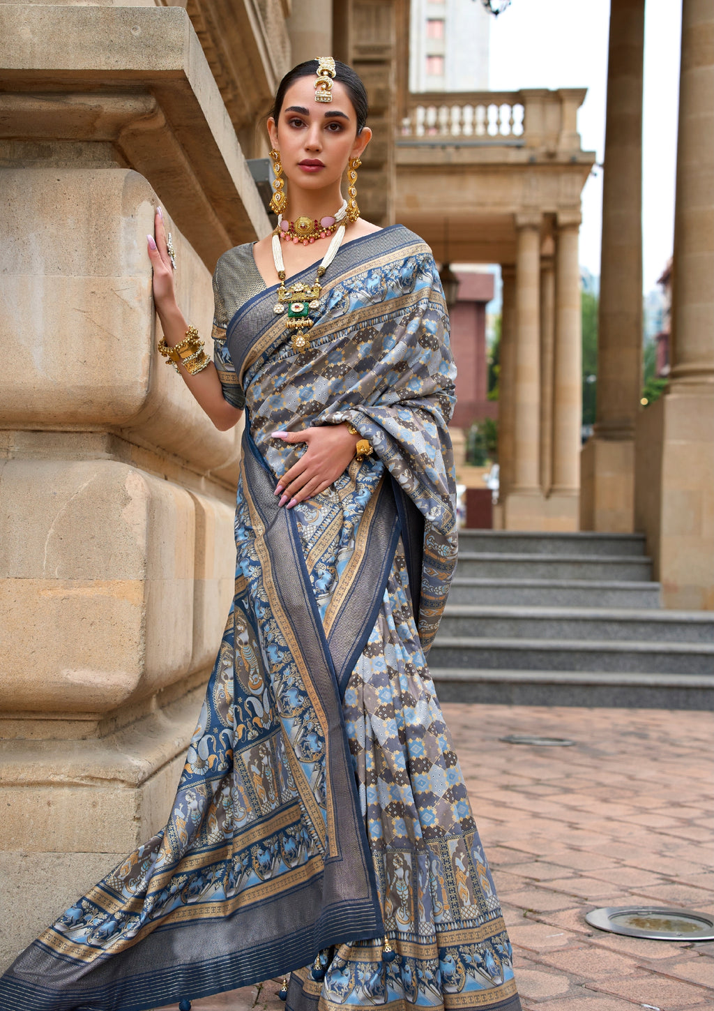 Pure Grey Silk Saree