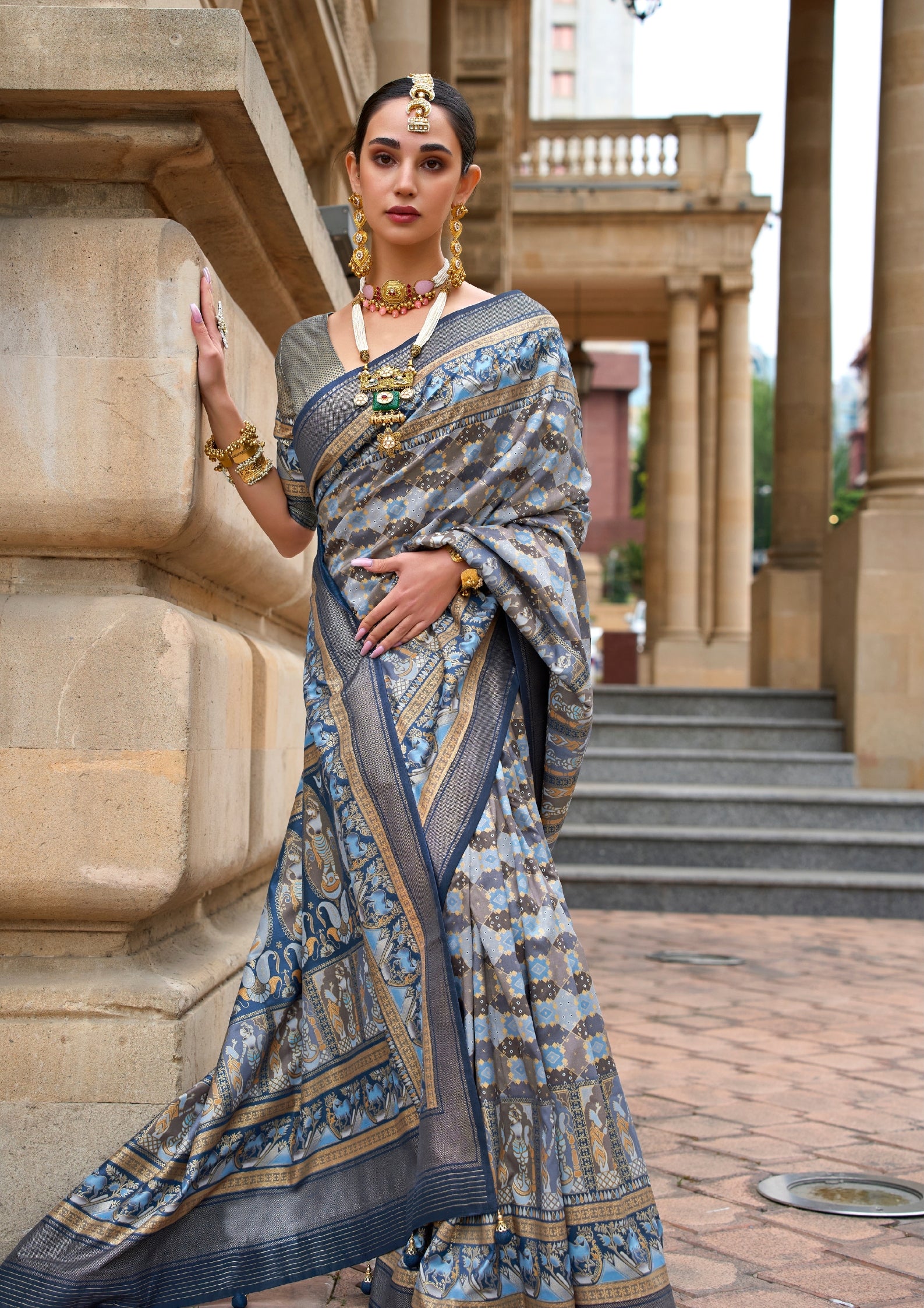 Pure Grey Silk Saree