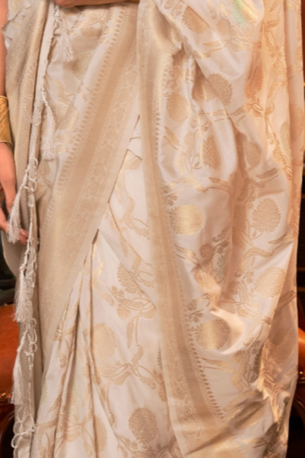 White handloom weaving sarees