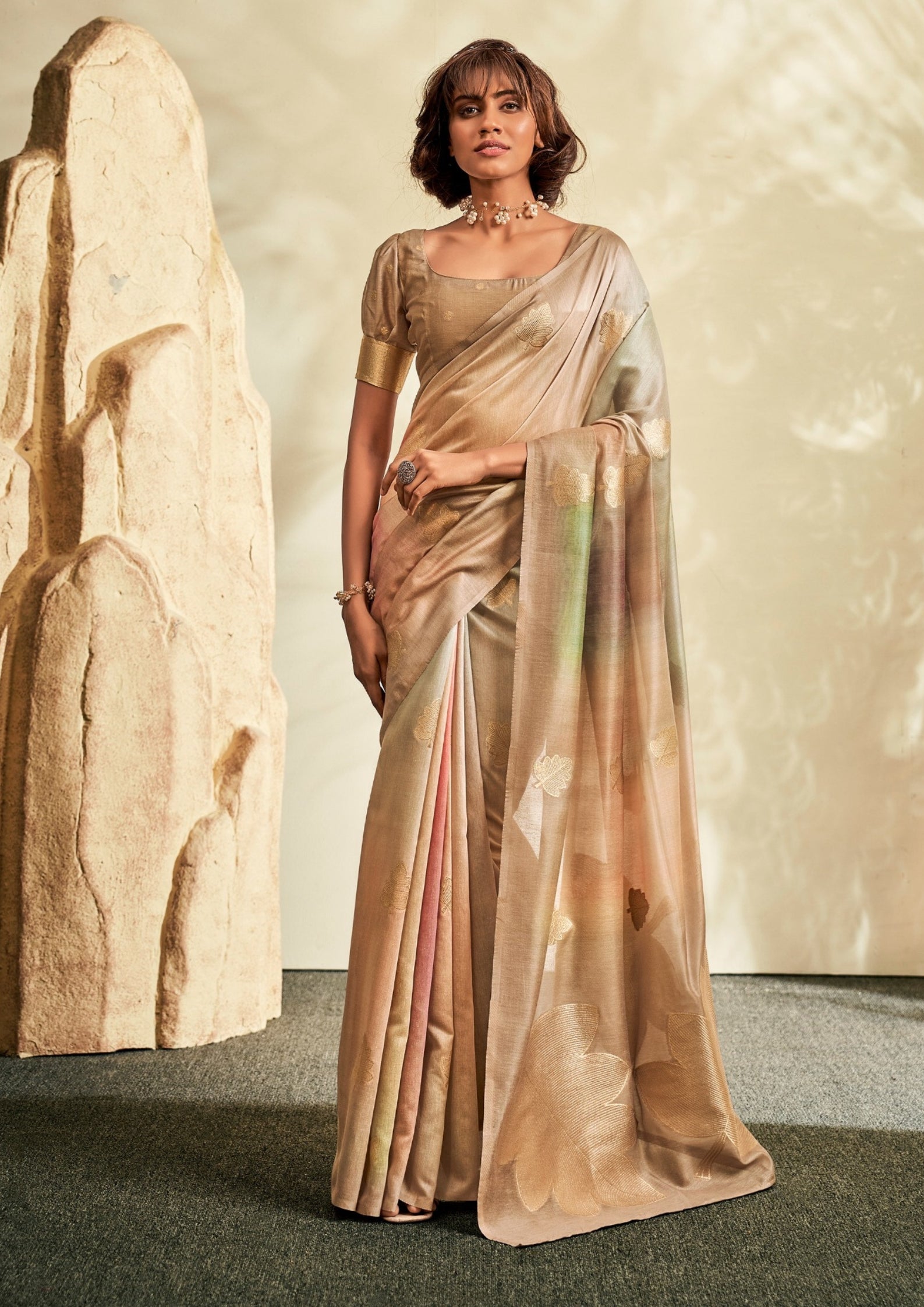 PURE HANDLOOM KHADI SILK CREAM SAAREE