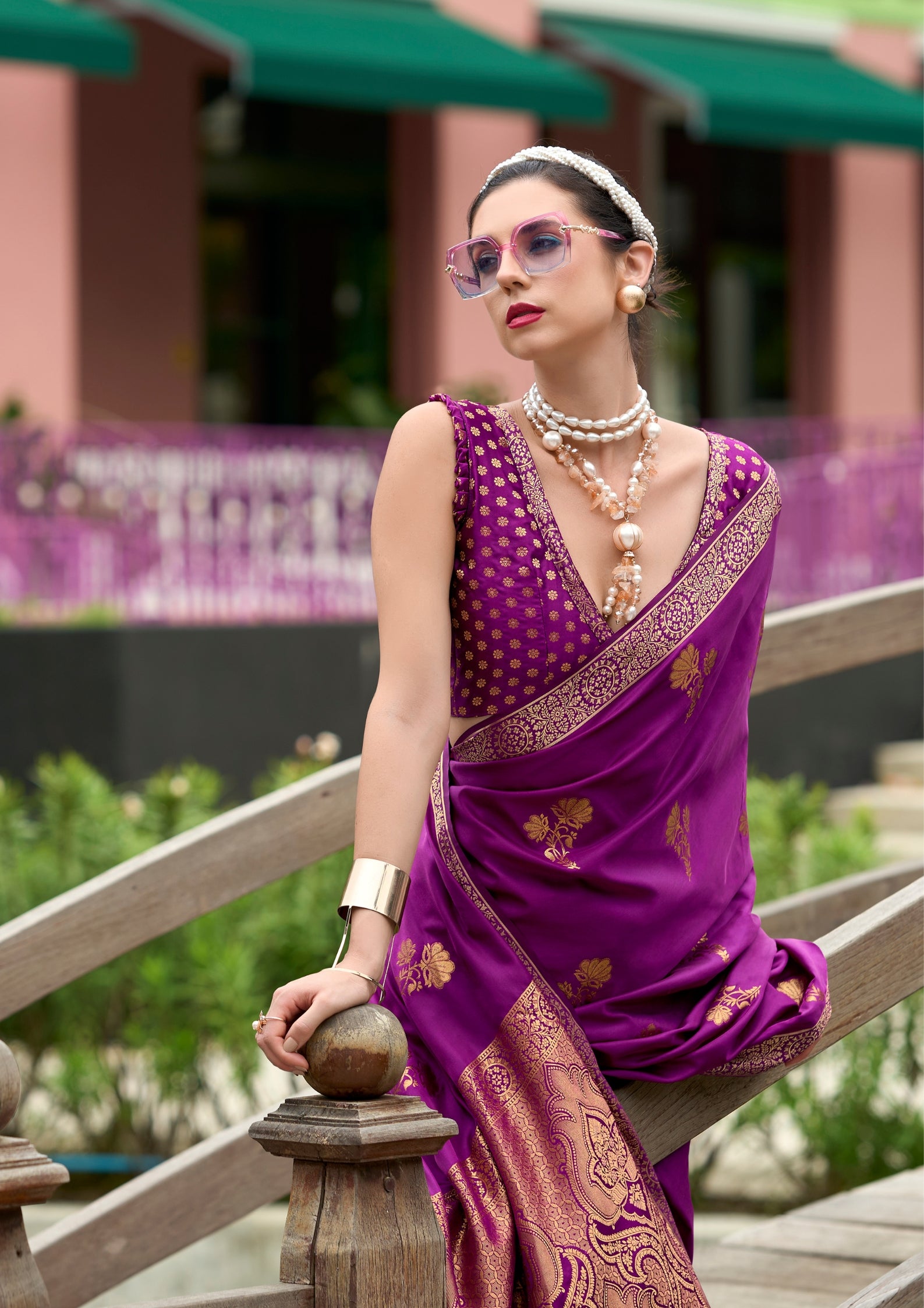 PURE SATTIN HANDWOVEN MAGENTA SAAREE WITH ZARI WEAVING