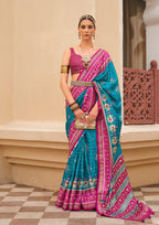 Teal And Magenta  Silk with Aqua Finish