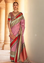 Pink Silk  Saree With Patola Blouse