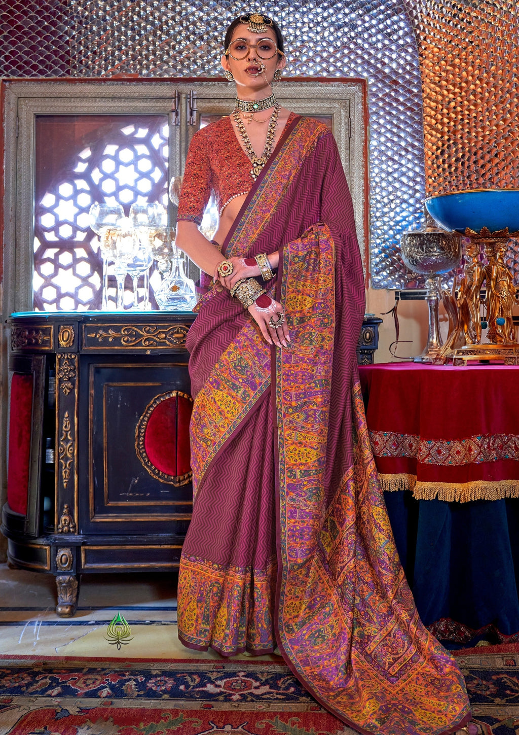 DUSTY PINK P.V SILK  WITH GLORY FINISH