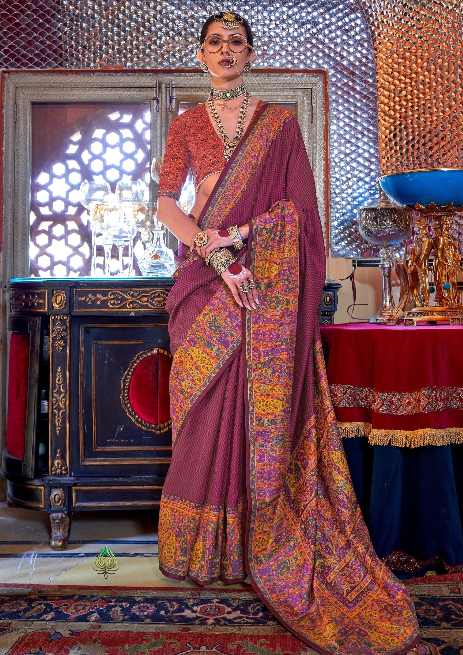 DUSTY PINK P.V SILK  WITH GLORY FINISH