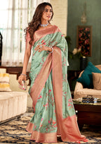 Soft Silk Pastel Green Saaree With Digital Print
