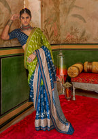 SAGE GREEN AND BLUE SILK TRADITIONAL CLASSIC DESIGN WITH AQUA FINISH