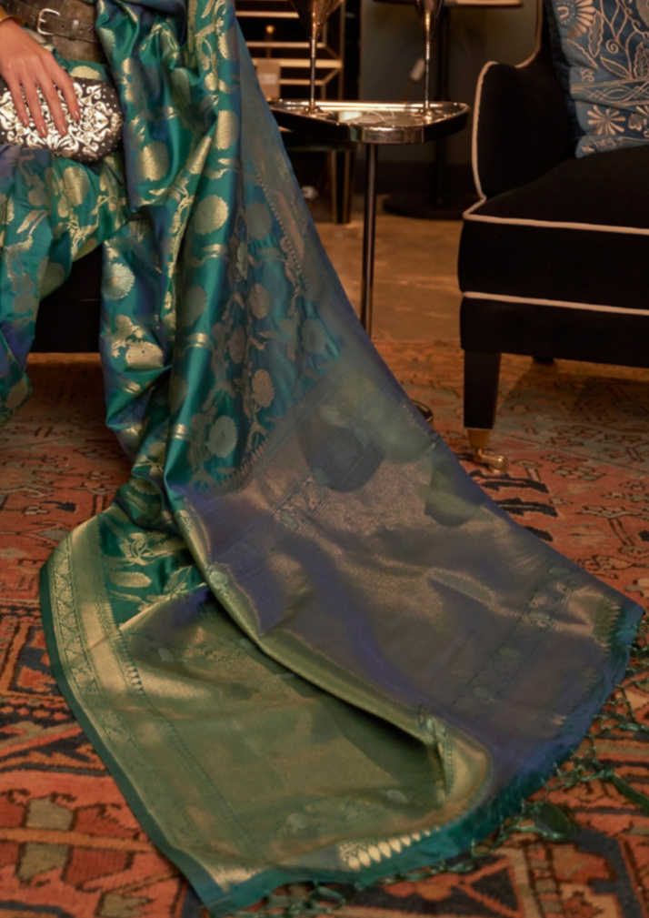Green handloom weaving sarees