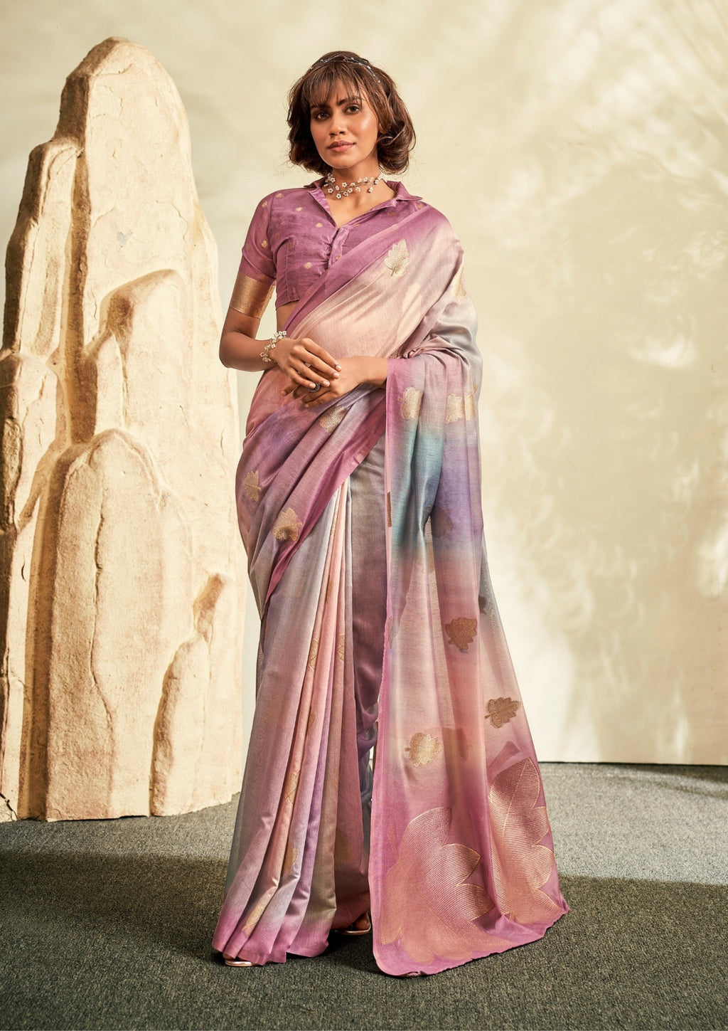 PURE HANDLOOM KHADI SILK PINK SAAREE