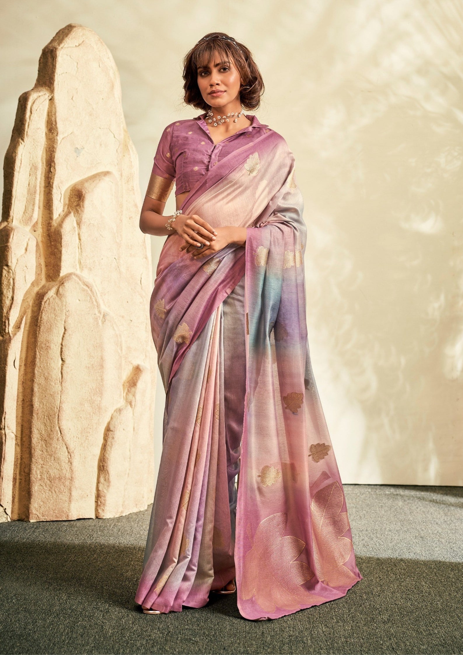 PURE HANDLOOM KHADI SILK PINK SAAREE