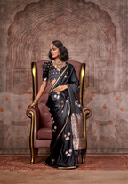 Black Satin Silk Pichwai Saree