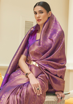 Kanjivaram Purple Sequins Handloom Weaving Saree