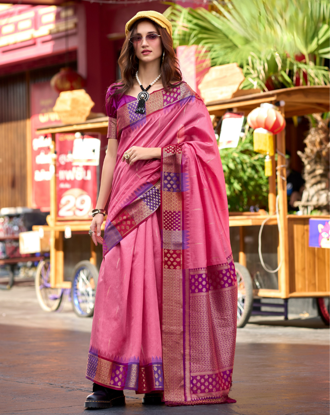 Pink Banarasi Silk saree