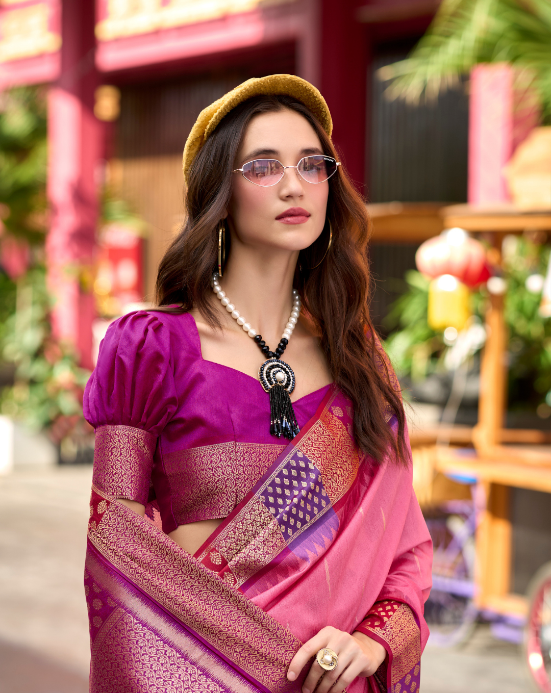 Pink Banarasi Silk saree