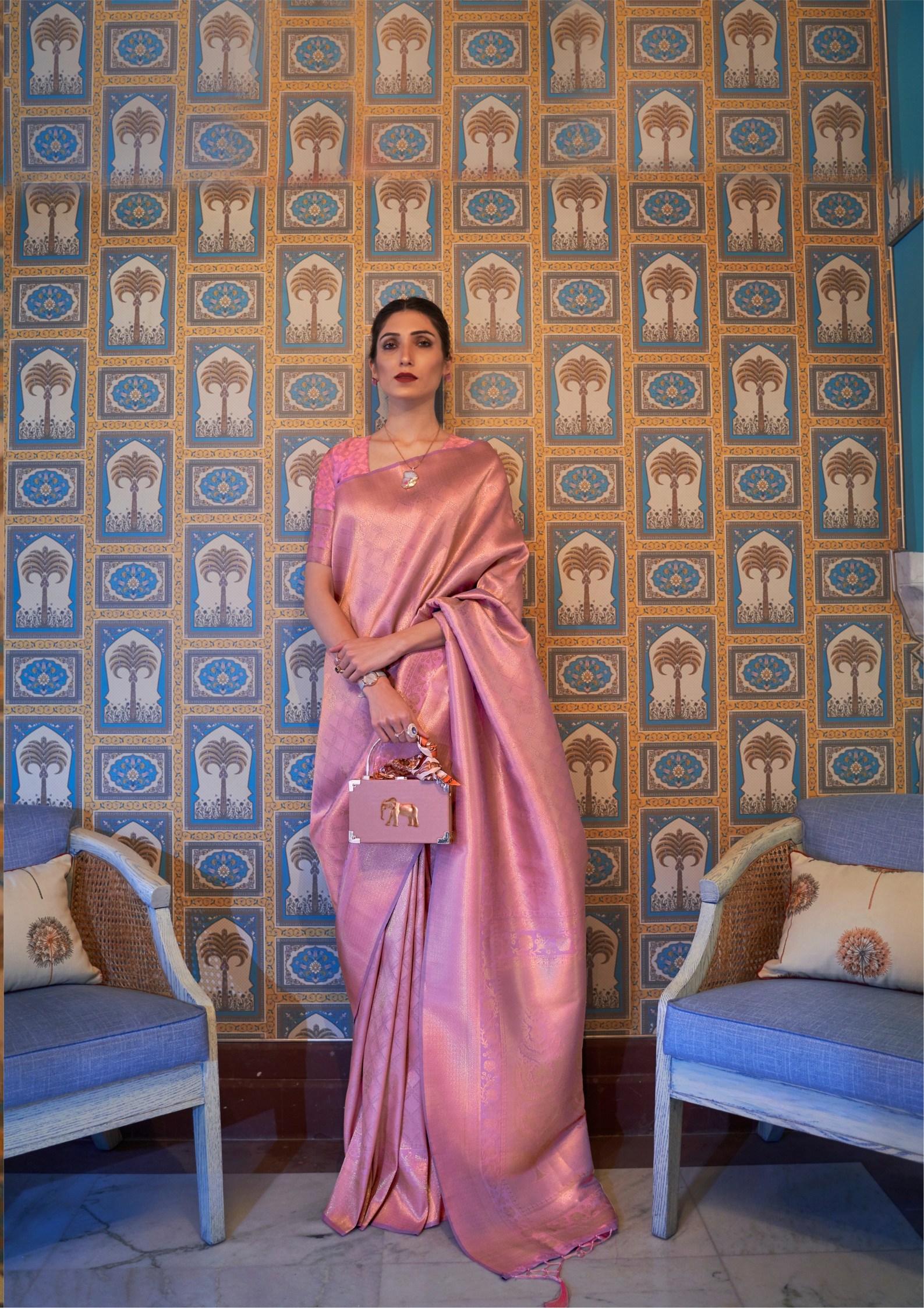 Kanjivaram PINK HANDLOOM WEAVING SILK SAREES