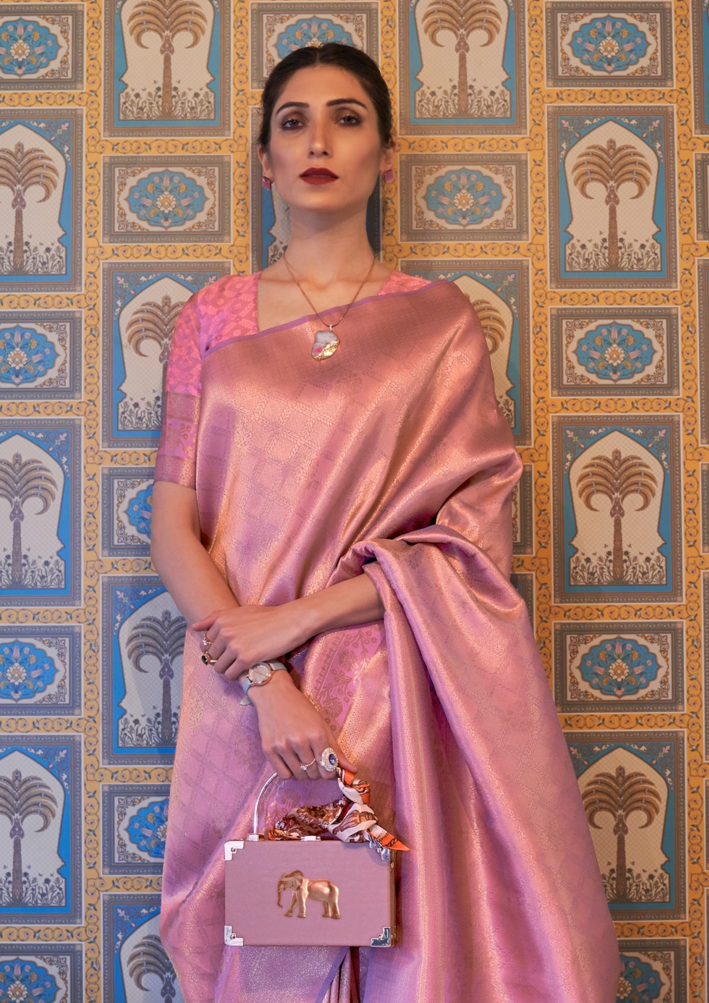 Kanjivaram PINK HANDLOOM WEAVING SILK SAREES
