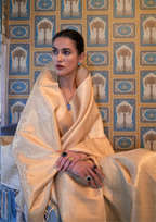 Kanjivaram GOLDEN BEIGE HANDLOOM WEAVING SILK SAREES