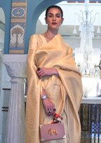Kanjivaram GOLDEN BEIGE HANDLOOM WEAVING SILK SAREES