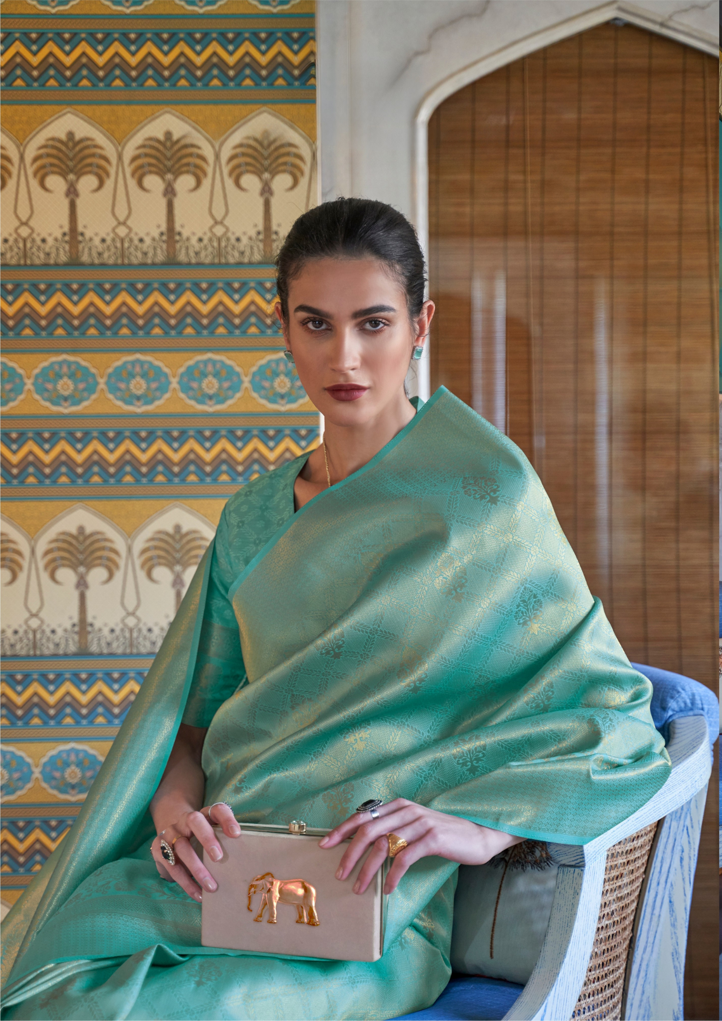 Kanjivaram Green Handloom Weaving Silk Saree
