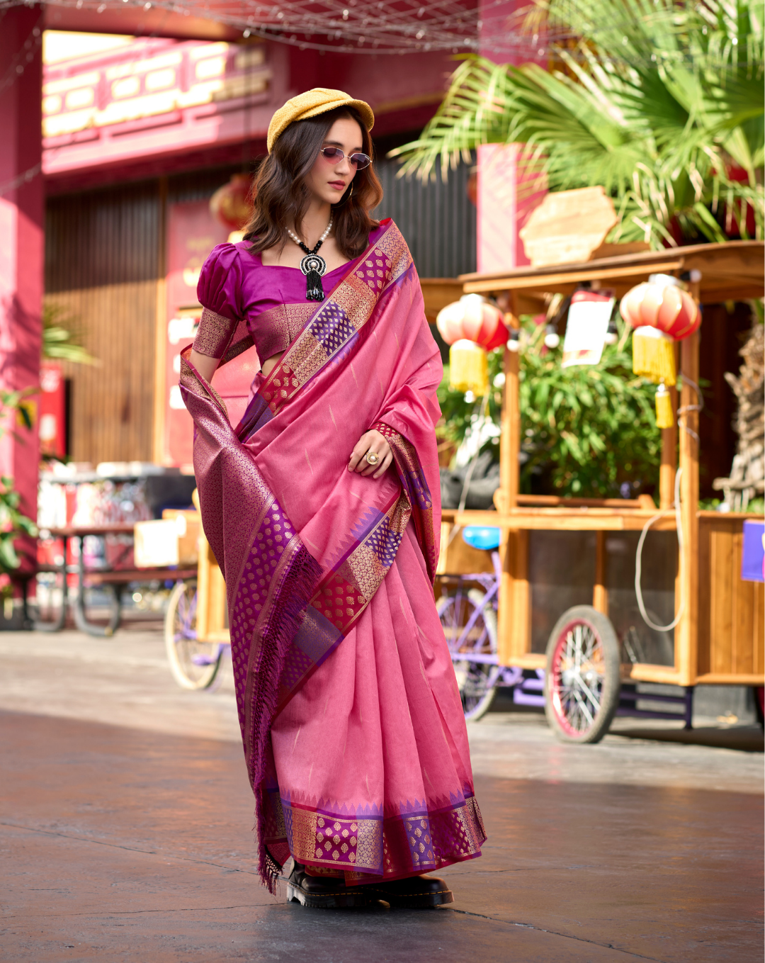 Pink Banarasi Silk saree