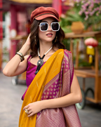 Yellow Banarasi Silk saree