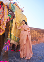 Kanjivaram PEACH PINK HANDLOOM WEAVING SILK SAREES