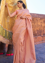Kanjivaram PEACH PINK HANDLOOM WEAVING SILK SAREES