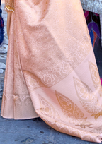 Kanjivaram PEACH GOLD HANDLOOM WEAVING SILK SAREES