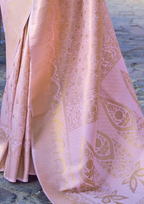 Kanjivaram PEACH CREAM HANDLOOM WEAVING SILK SAREES
