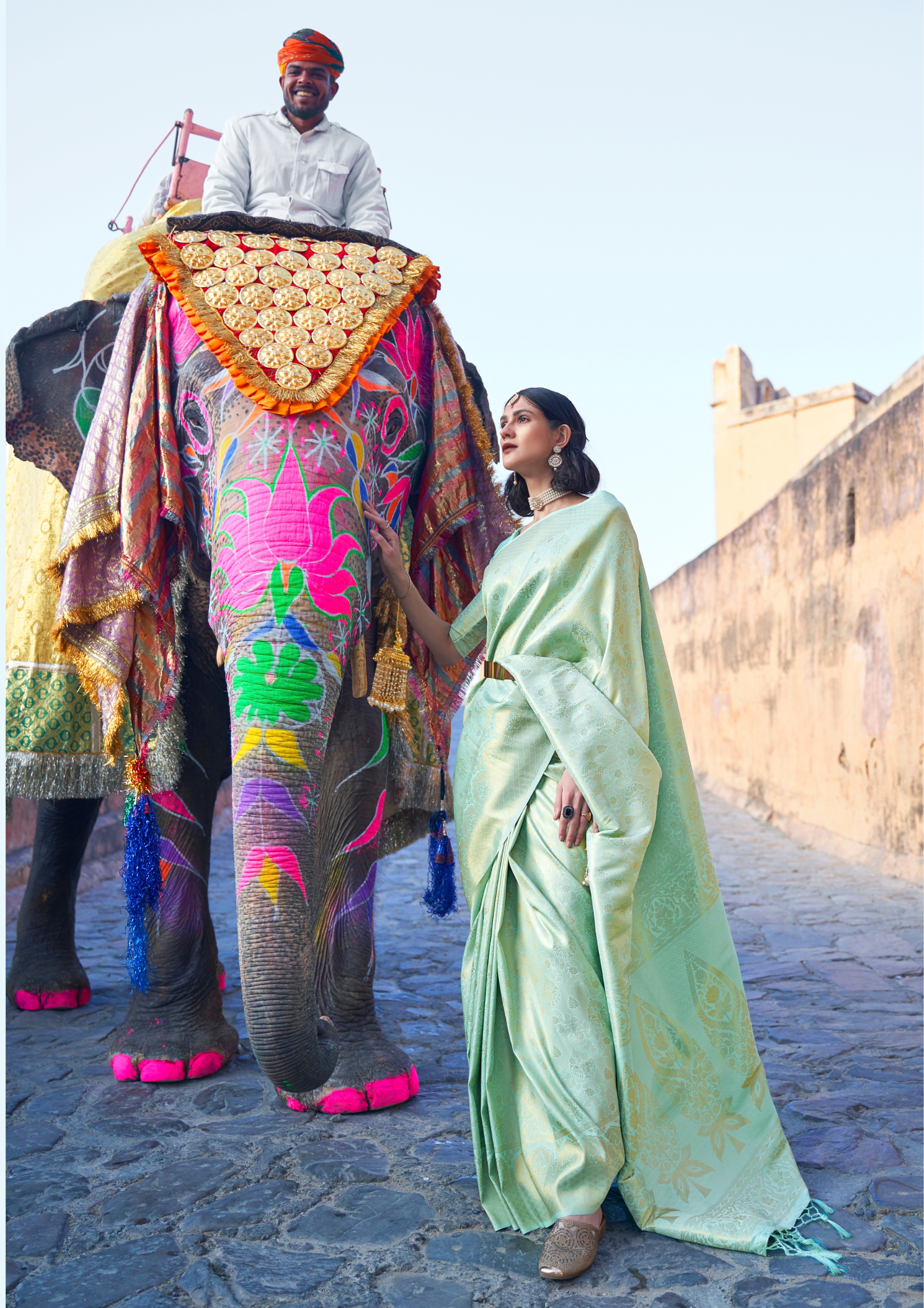 Kanjivaram MINT GREEN HANDLOOM WEAVING SILK SAREES