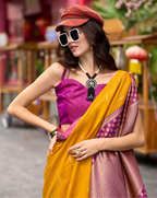 Yellow Banarasi Silk saree