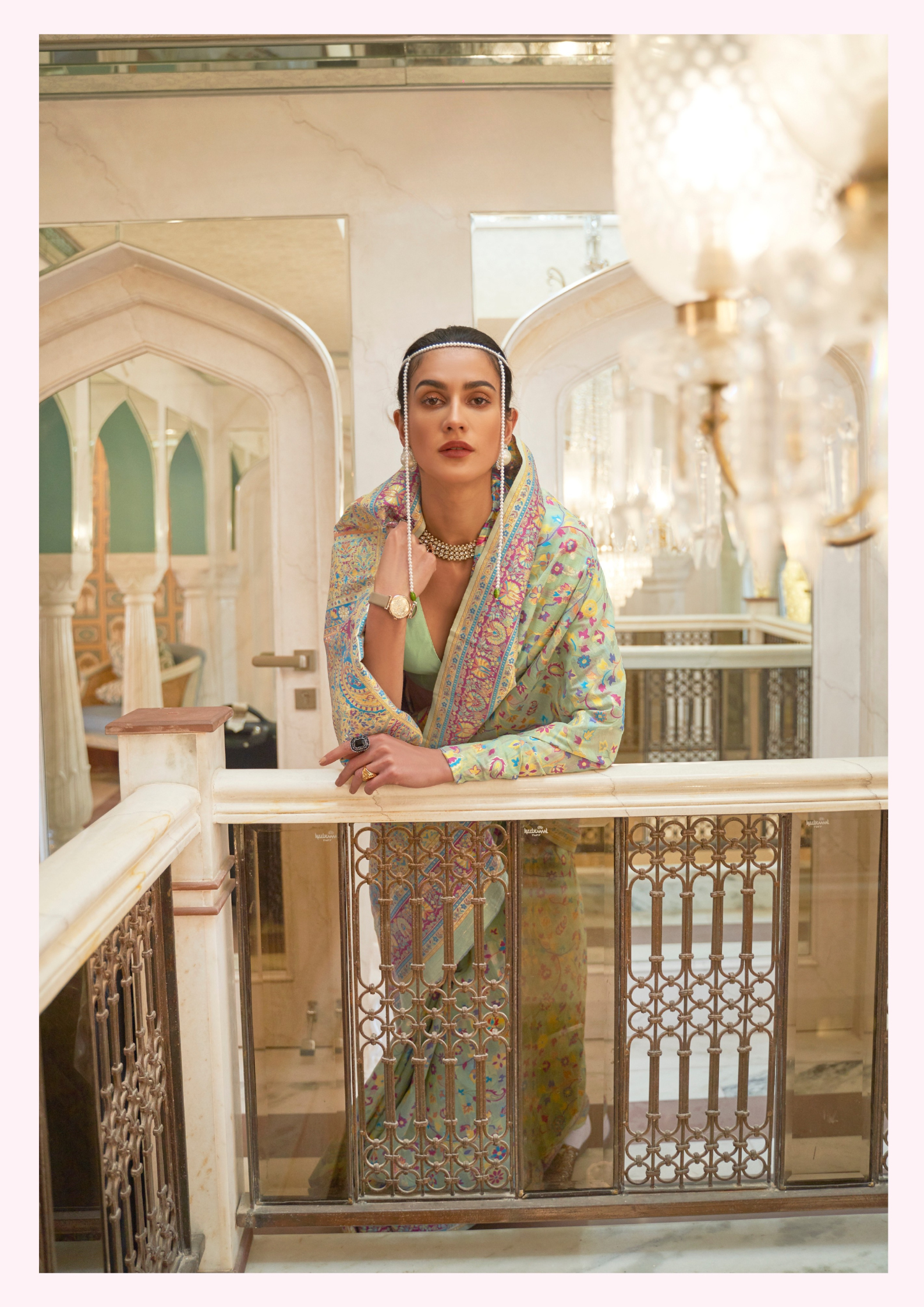 MINT GREEN KASHMIRI MODAL HANDLOOM WEAVING SILK SAREES