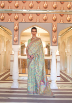 MINT GREEN KASHMIRI MODAL HANDLOOM WEAVING SILK SAREES