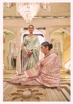 PINK BEIGE KASHMIRI MODAL HANDLOOM WEAVING SILK SAREES