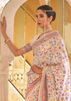 PINK BEIGE KASHMIRI MODAL HANDLOOM WEAVING SILK SAREES