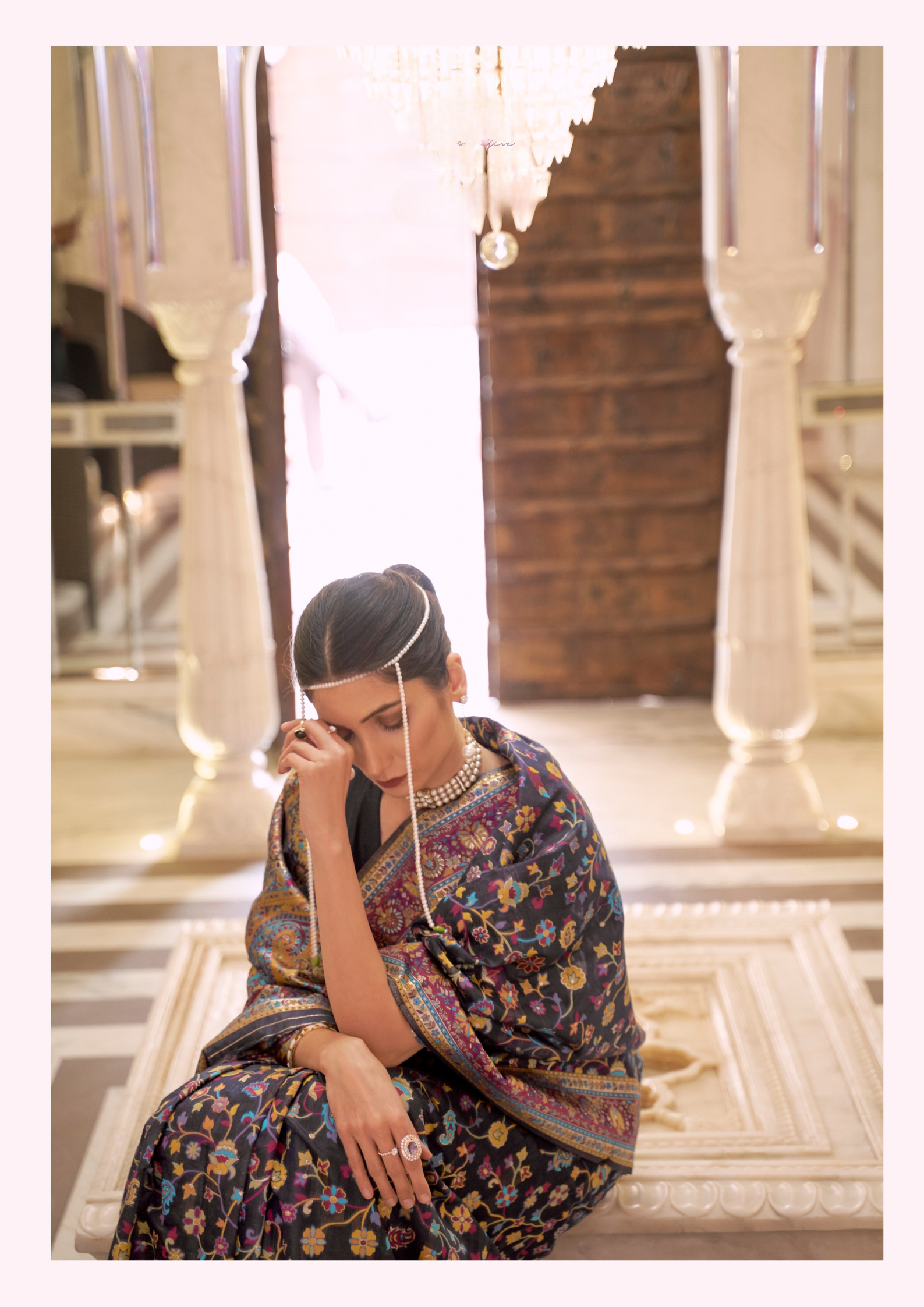 BLACK KASHMIRI MODAL HANDLOOM WEAVING SILK SAREES