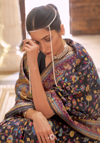 BLACK KASHMIRI MODAL HANDLOOM WEAVING SILK SAREES