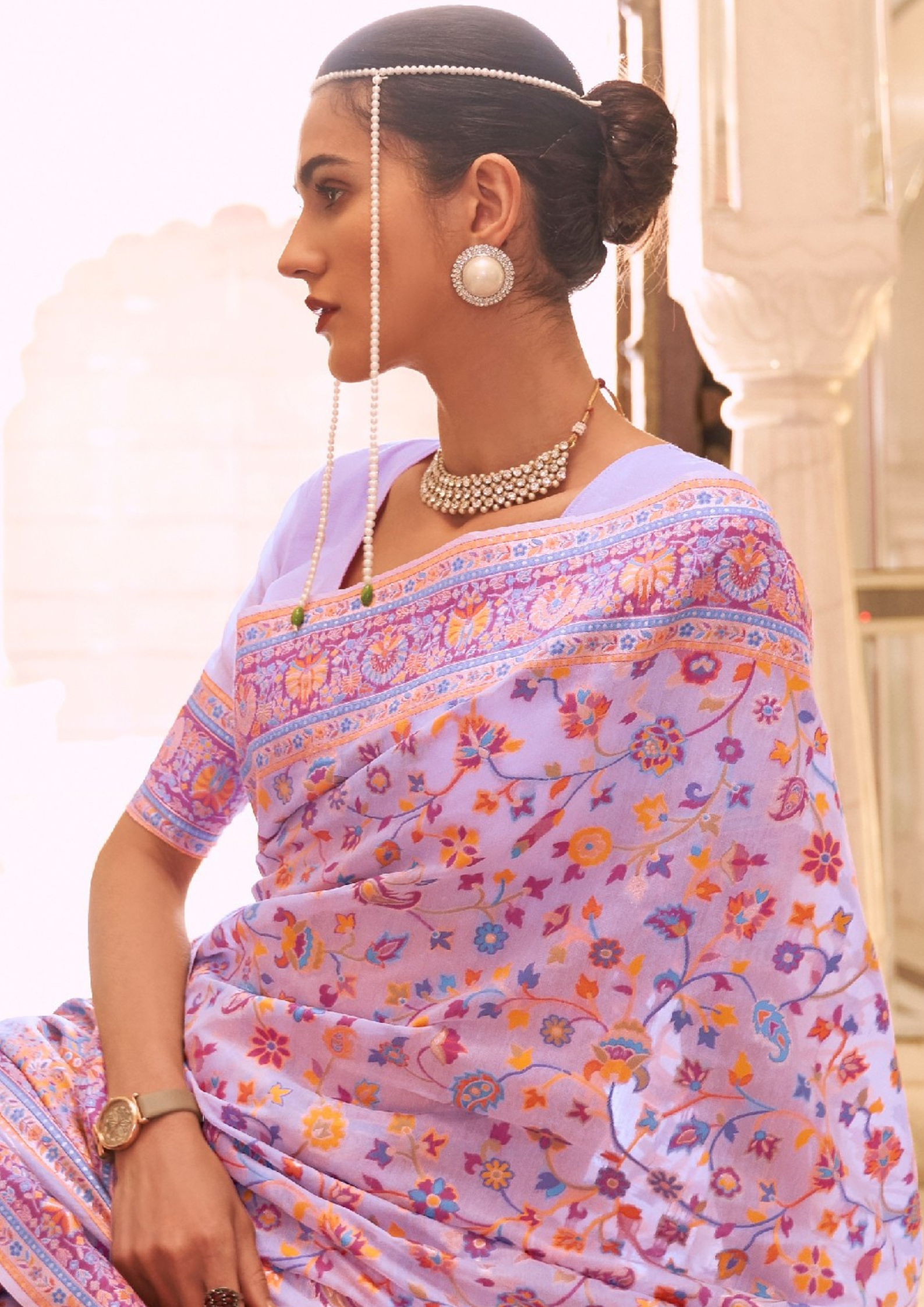 PINK KASHMIRI MODAL HANDLOOM WEAVING SILK SAREES