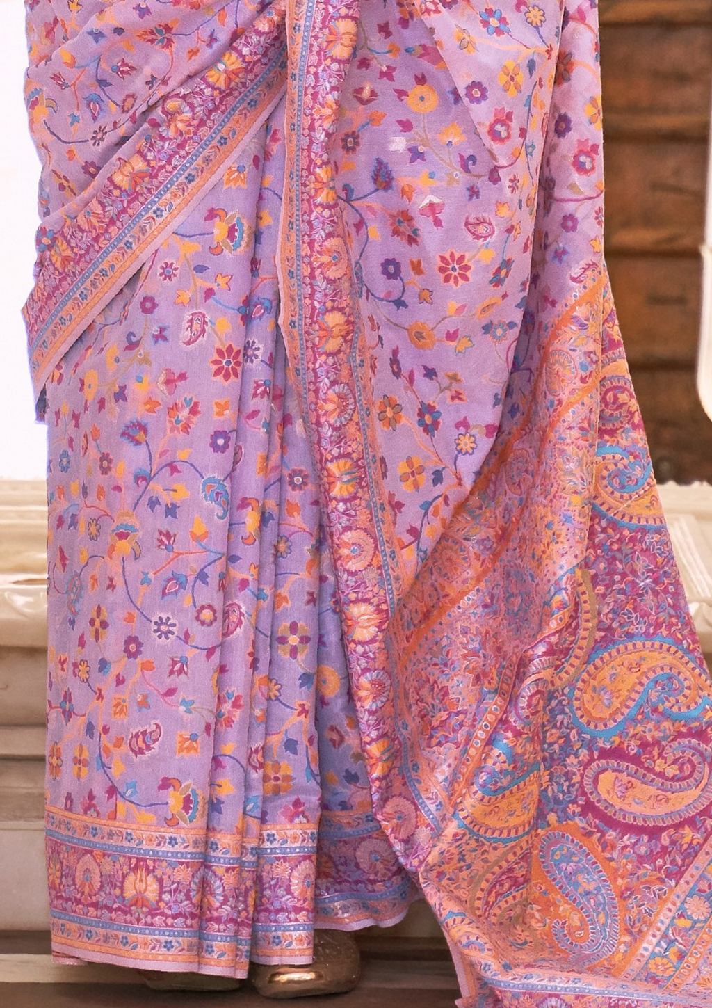 PINK KASHMIRI MODAL HANDLOOM WEAVING SILK SAREES