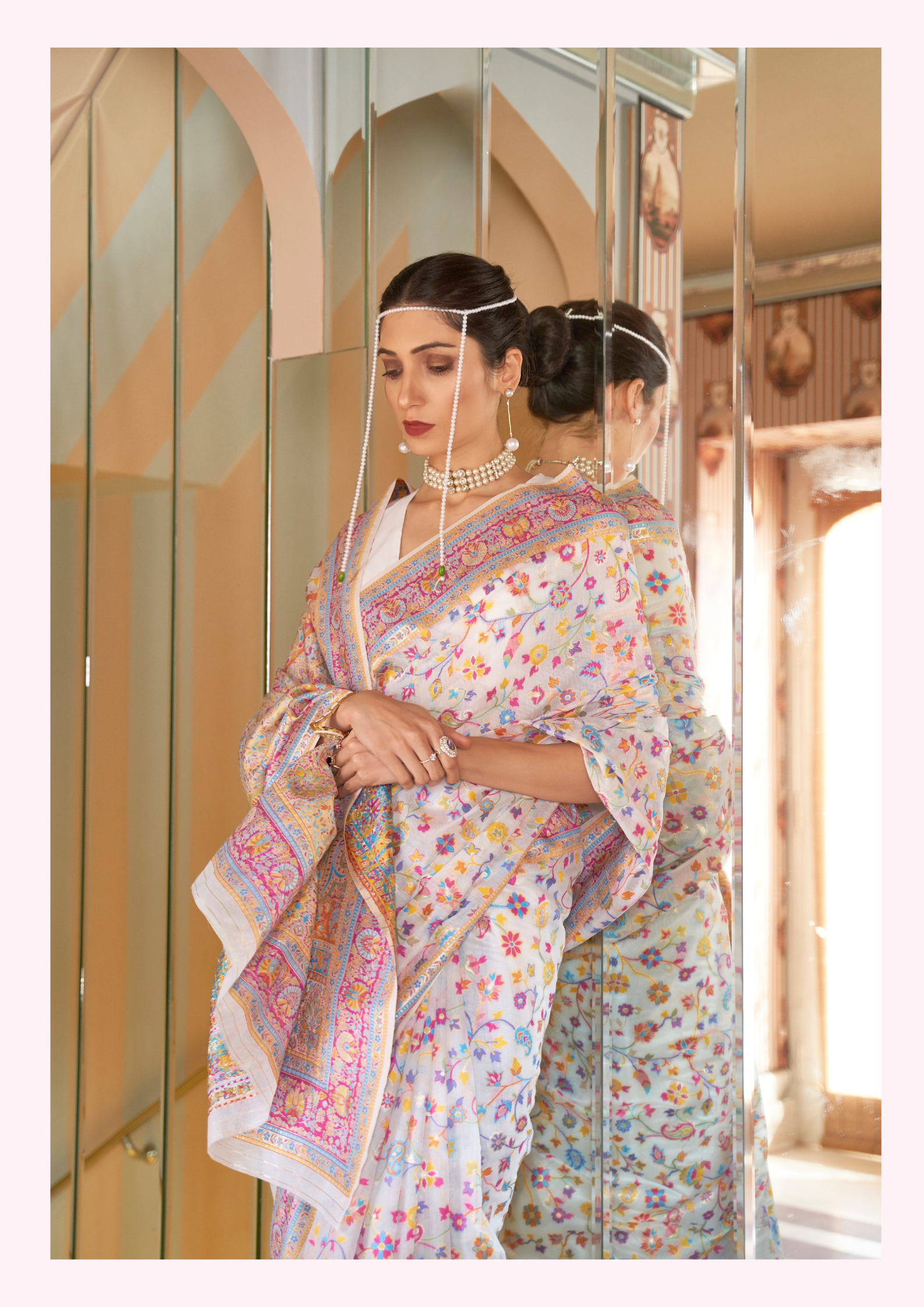 PASTEL LILAC KASHMIRI MODAL HANDLOOM WEAVING SILK SAREES