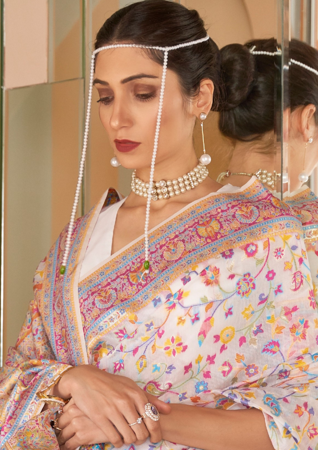 PASTEL LILAC KASHMIRI MODAL HANDLOOM WEAVING SILK SAREES