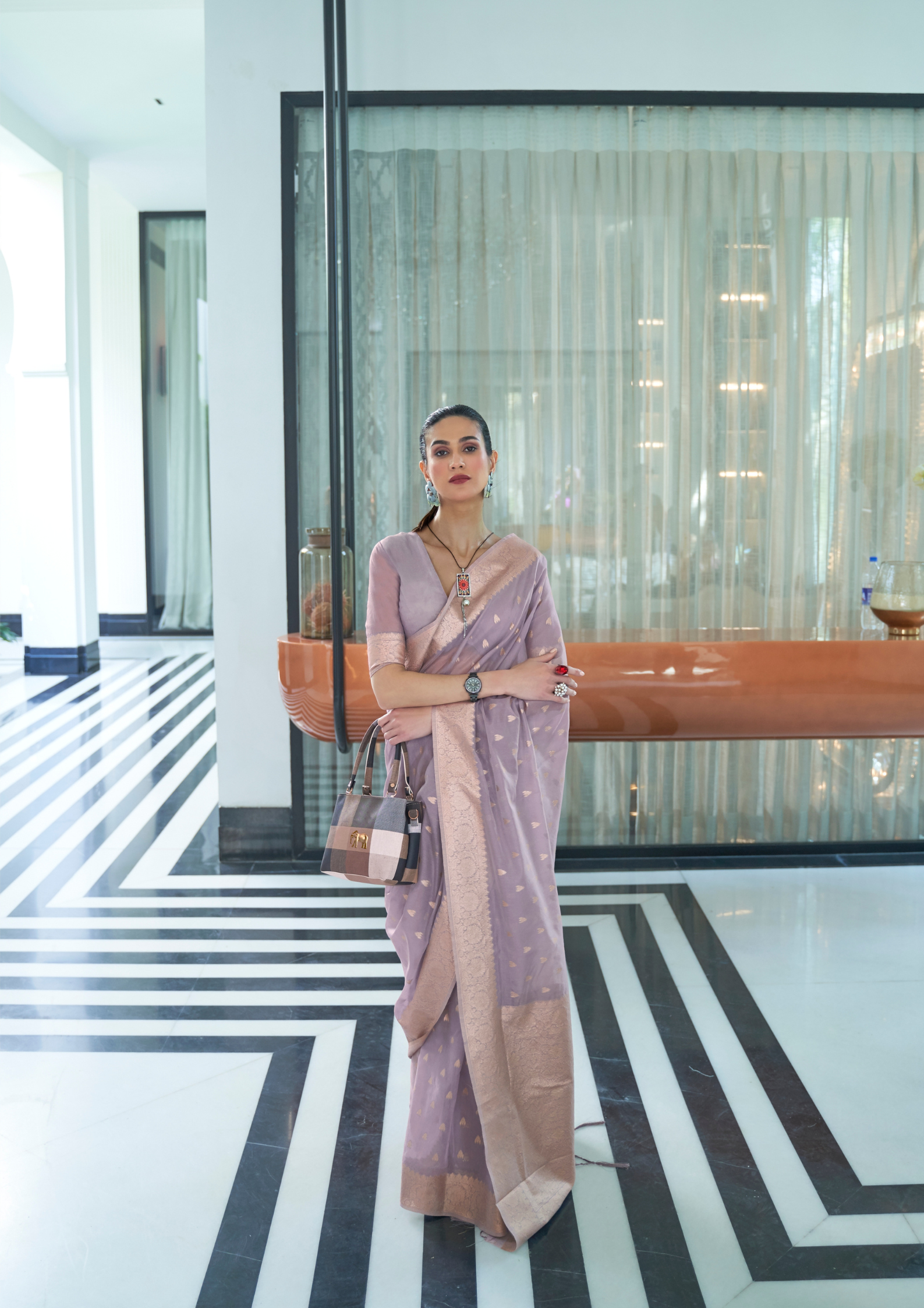 Kanjivaram PASTEL MAUVE MODAL MUKAISH HANDLOOM