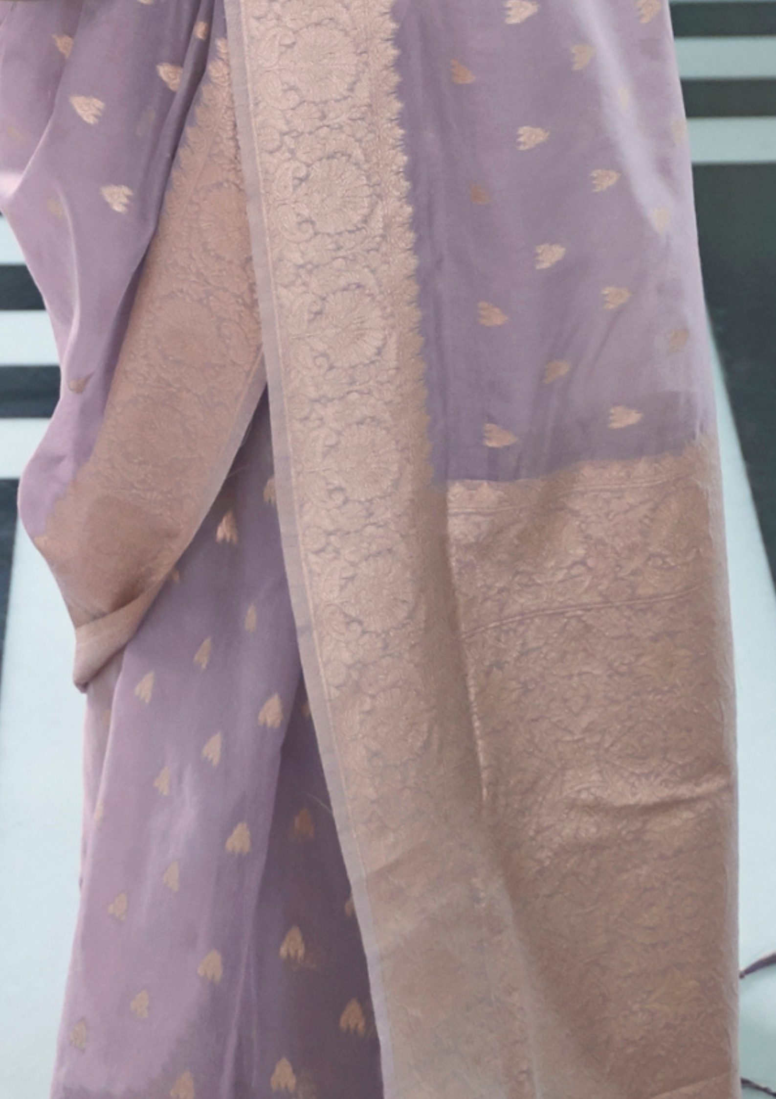 Kanjivaram PASTEL MAUVE MODAL MUKAISH HANDLOOM