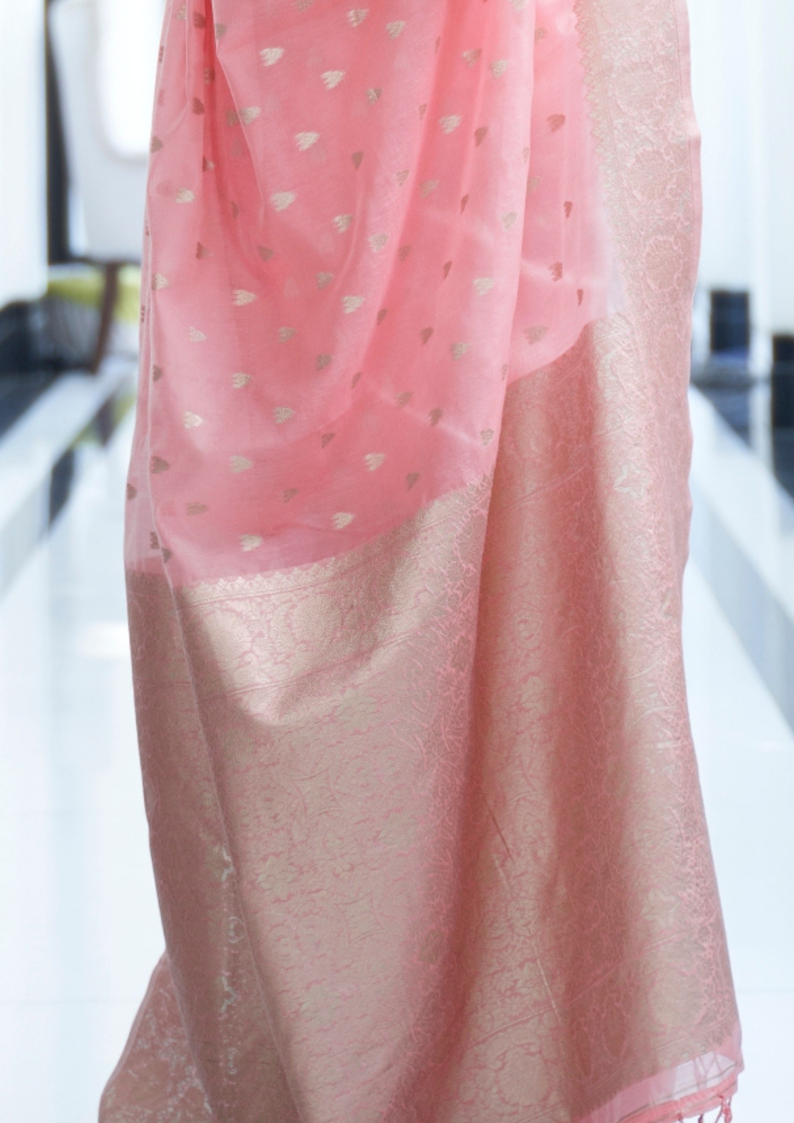 PASTEL ROSE PINK MODAL MUKAISH HANDLOOM