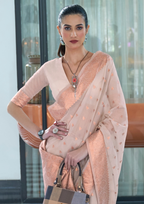 Kanjivaram PASTEL PEACH BEIGE MODAL MUKAISH HANDLOOM